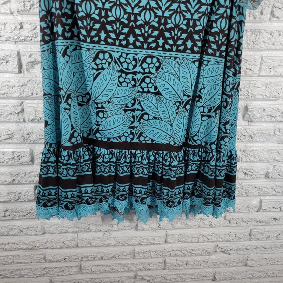 Paisley Vine Womens Dress 2XL Plus Flutter Sleeve Blue Geometric GEO221XE - Picture 5 of 12